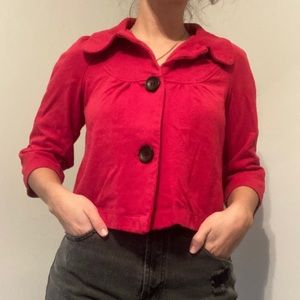 Flouncy Bright Red Parisian Button Up Blouse
